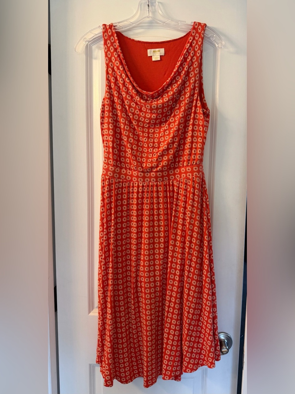Maeve by Anthropologie Orange Floral Cowl-Neck Sleeveless Dress